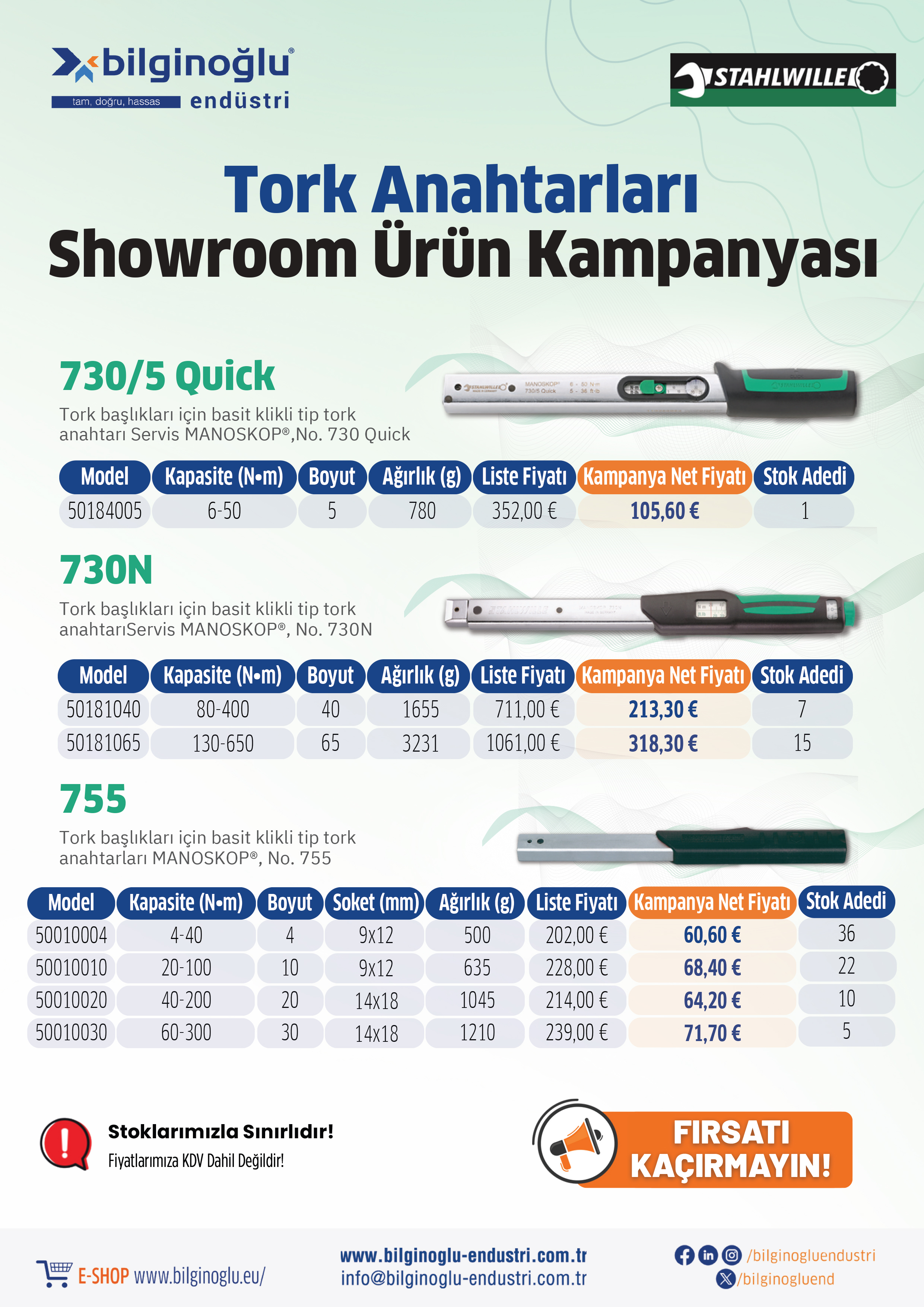 STAHLWİLLE TORK ANAHTARLARI SHOWROOM ÜRÜN KAMPANYASI